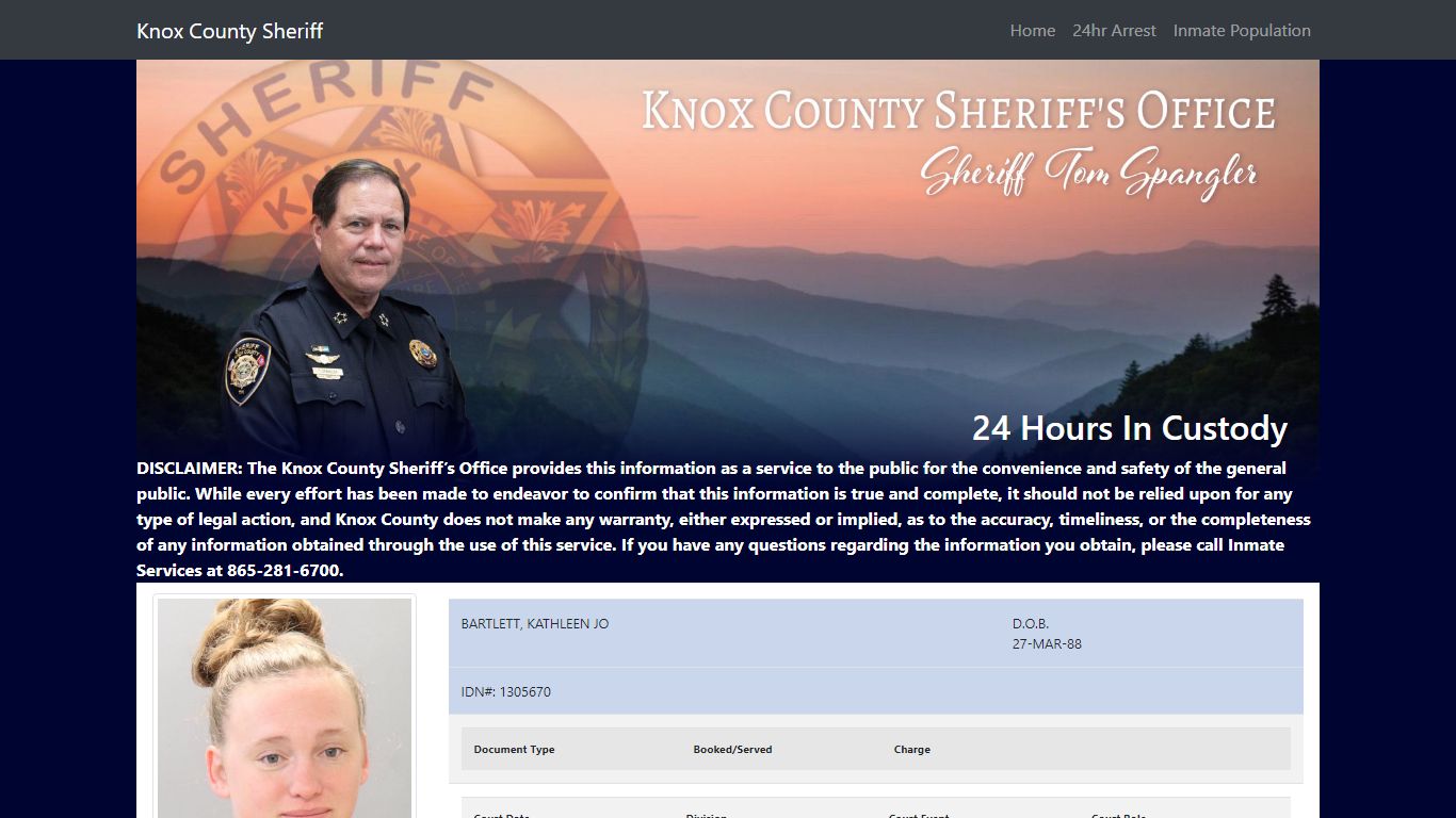 Knox County Tennessee - Sheriff - 24 Hour Arrests
